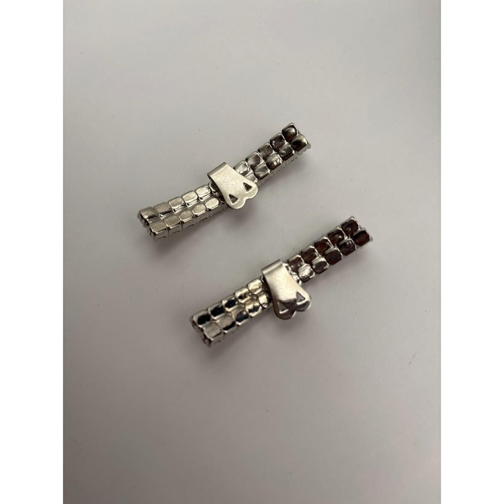 SHOE CLIP Rhinestone Silver Tone Clip On Bar Accent Glam Jewelry Beautiful - Picture 3 of 3